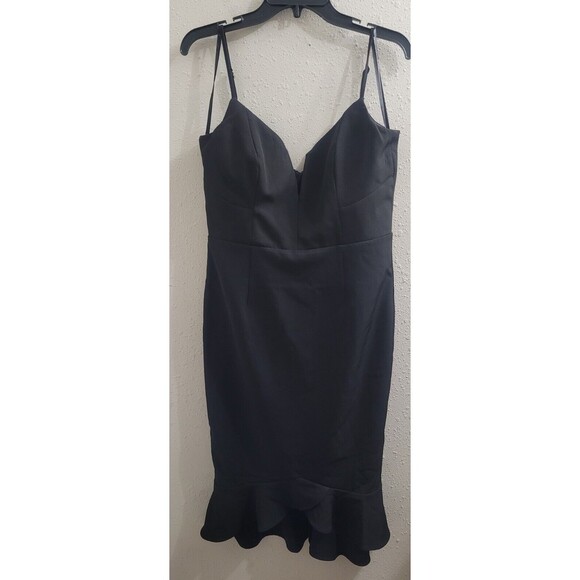 Bardot Women's Black Kristen Flounce Ruffle Hem Midi Cocktail Dress Sz 8 NWOT - Picture 1 of 8